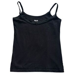 Intimacy 90s Lace Trim Spaghetti Strap Tank Top in Black Women’s Small